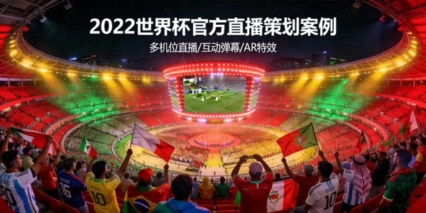 2022世界杯官方直播策划案例 - 充满观众的体育场与大型屏幕